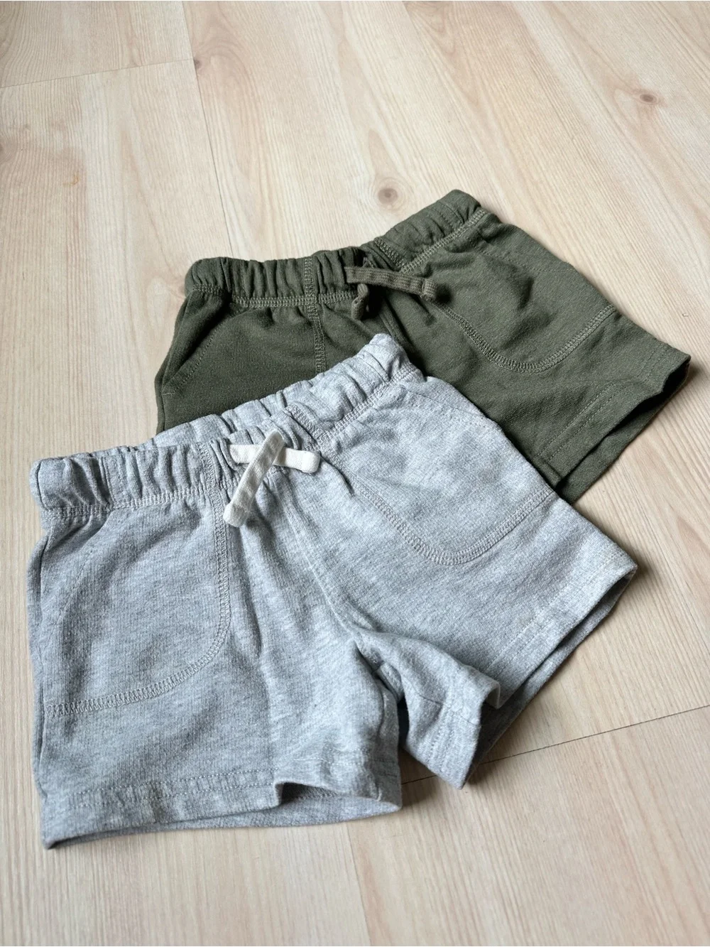 Carter's Olive Green and Heather Gray Drawstring Shorts Set